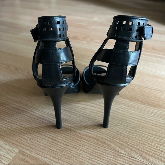 Nine West Black Leather Strap Stiletto Heels Women’s 7 - Picture 3 of 9